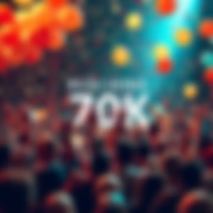 Milestone Celebration A large crowd celebrating a milestone with balloons and confetti