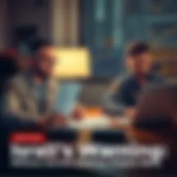 Military Secrets and Cryptocurrency Two individuals sitting at a table with laptops, looking at cryptocurrency charts and military documents, concerned expressions on their faces.