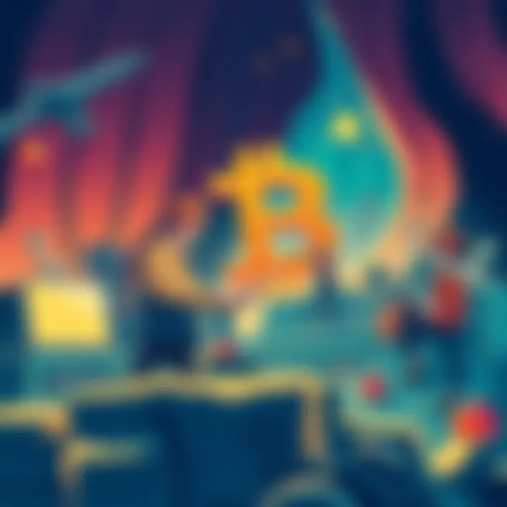 A digital illustration showing miners working with Pi assets and people discussing migration strategies, highlighting how Pi inequality affects these activities.