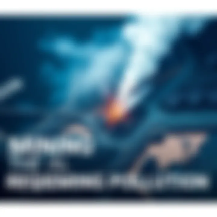 Mining Pollution Impact Aerial view of a mining site showing pollution effects on nearby communities, with smoke and contaminated water visible