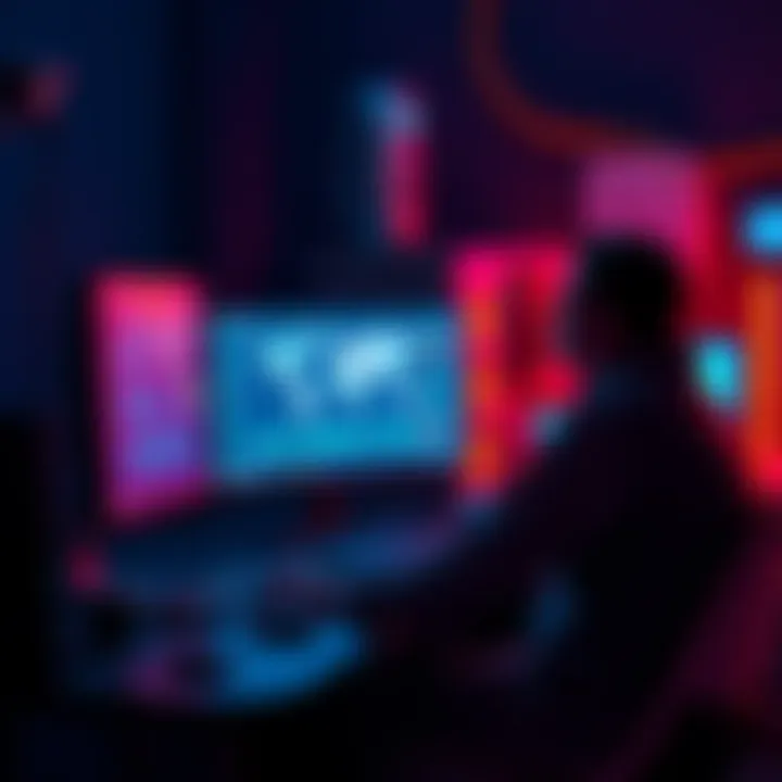 A person sitting at a computer researching mining pools for cryptocurrency using an Antminer S19 Pro.