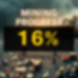 A graphic showing 16% of total supply mined, with a visual representation of miners working and community involvement.