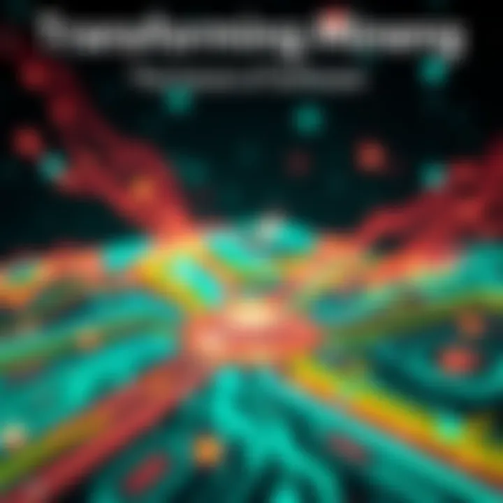 An abstract representation of advanced mining software with digital elements symbolizing Nvidia and AMD GPUs