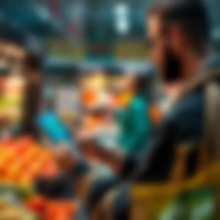 A person using a mobile phone to make a grocery payment with cryptocurrency in Spain or Portugal.