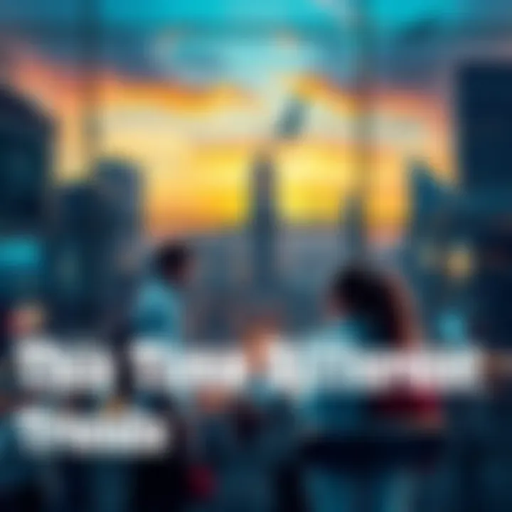 A city skyline showcasing diverse technological advancements and people engaging in daily activities, symbolizing current trends in life.