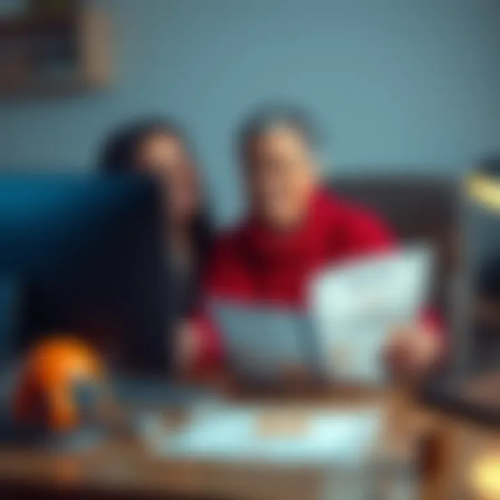 A mother sitting at a computer, smiling while reading about Bitcoin with a certificate beside her, showing her accomplishment in understanding Bitcoin.