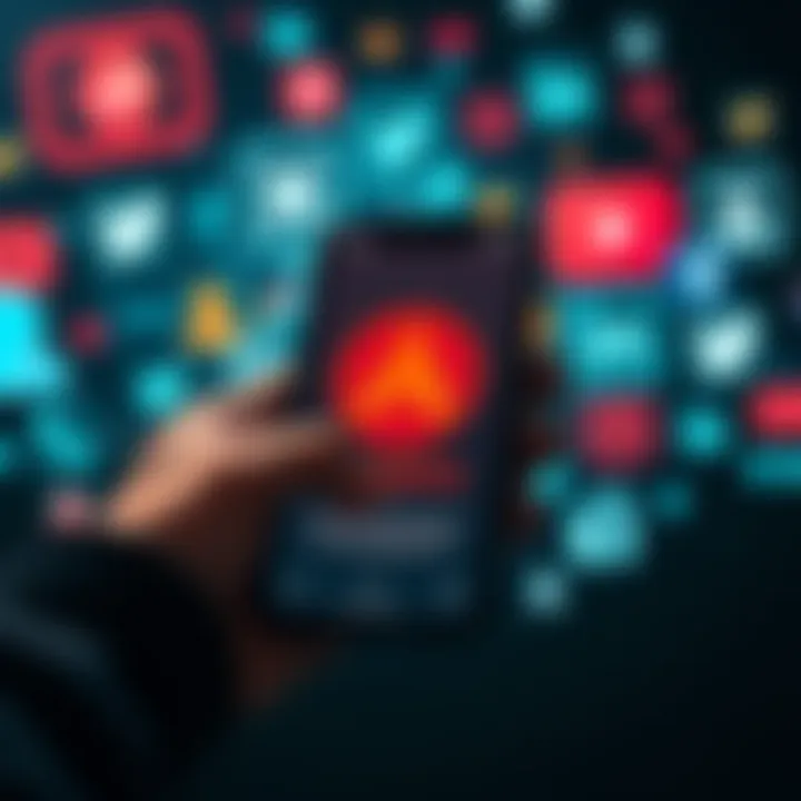 A person sharing their Monero address on a smartphone with social media icons in the background