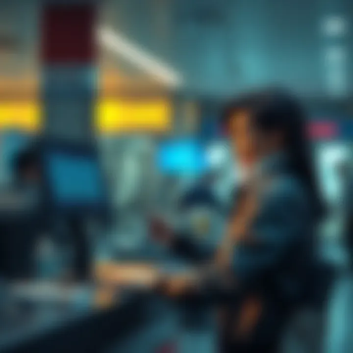 A person at a KYC exchange counter exchanging Monero for cash, looking concerned about privacy