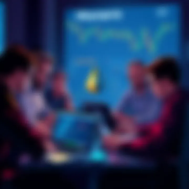 A group of people discussing Monero cryptocurrency with laptops and charts, showing signs of disagreement and concern over recent controversies