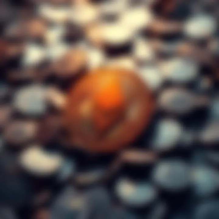 Monero logo with digital coins Monero logo surrounded by digital coins symbolizing cryptocurrency