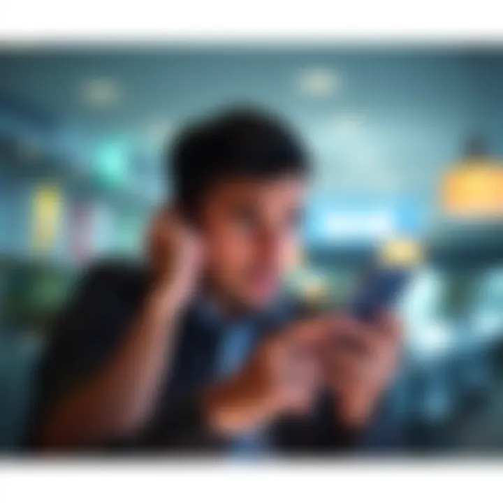 A person looking worried while checking a banking app on their phone after sending money to the wrong BSB.