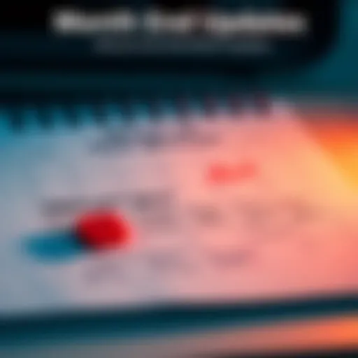 Month End Updates A calendar page showing the end of the month with important notes and reminders highlighted.