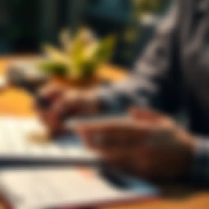 A person calculating monthly investment for Dollar-Cost Averaging strategy with a calculator and notepad.