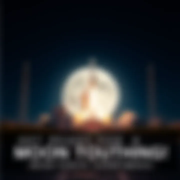 Moon Mission Launch A rocket launching towards the moon with a bright night sky in the background