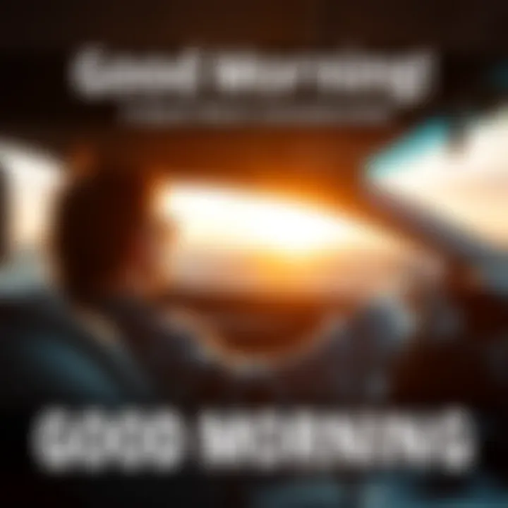 A person driving in a car during sunrise, ready for a productive day at work.