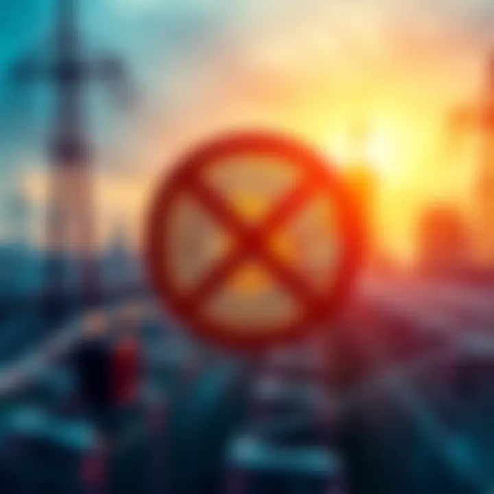 A graphic showing a crossed-out Bitcoin symbol over a power grid, representing the ban on home mining in Moscow until 2032.