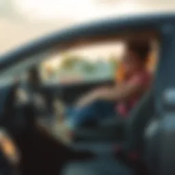 Mother driving with legs in Honda CRV A determined mother drives her daughter to school using her legs in a Honda CRV, showcasing her dedication and unique driving style.
