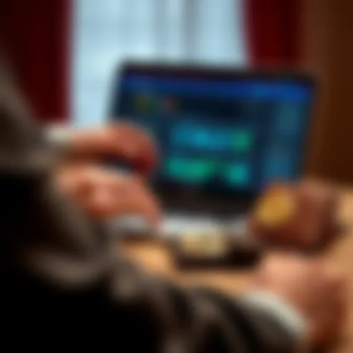 A person configuring a multi-signature wallet on a laptop, with two hard wallets displayed beside them for Bitcoin security.