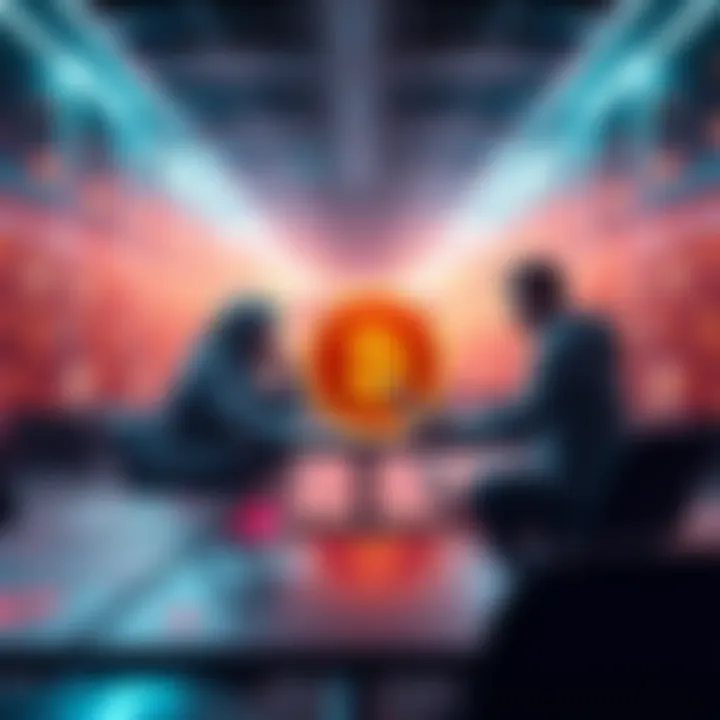 Graphic showing multiple users accessing a multi-signature wallet, highlighting the need for collaboration and security in cryptocurrency management.