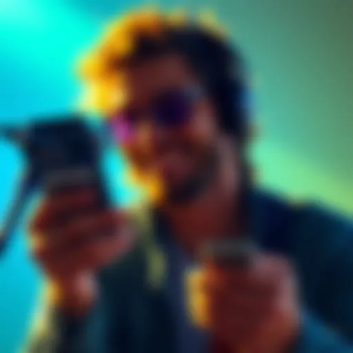 A musician smiles while looking at their phone, showing a notification of a $5 tip received on the Solana app, symbolizing easy cryptocurrency transactions for creators.