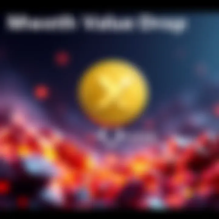 A graphic showing the Mweth token's original value of $5,000 and its current value of 59 USDC, with a downward arrow indicating the drop.