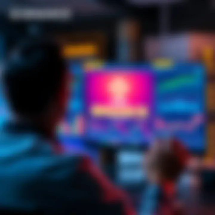 A person looking at a computer screen showing a message about Nano's delisting from Binance, with charts and graphs in the background.