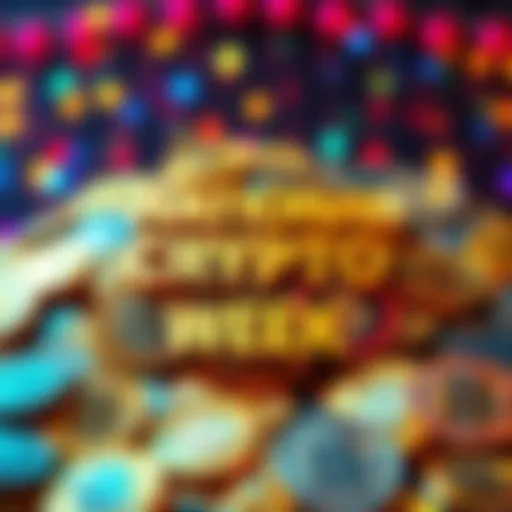 A graphic representation of cryptocurrency symbols with a festive theme for National Crypto Week on July 14.