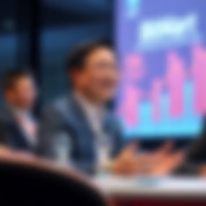 Nenter Chow speaking about financial infrastructure at a conference