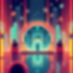 Illustration of neobanks with digital currency icons and banking features