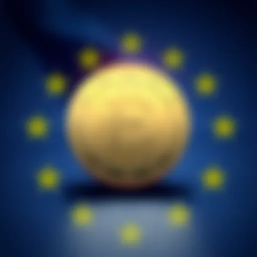 A visual representation of a proposed Euro Coin with the European Union flag in the background, symbolizing Europe's move towards digital currency competition.