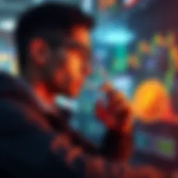 A newcomer to trading looking at a Bitcoin chart, contemplating whether to invest.