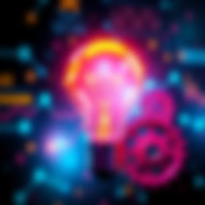 A colorful graphic showcasing a bright light bulb and gears, symbolizing new ideas and improvements for an upcoming update.
