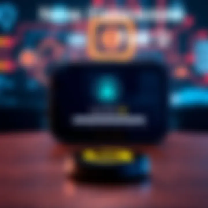 A graphic showing the Q device with a progress bar indicating a firmware update in progress, featuring security icons and data flow symbols.