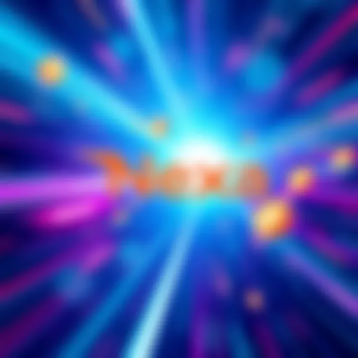 Illustration showing Nexa's Tailstorm logo with fast-moving blockchain transactions and digital currency symbols