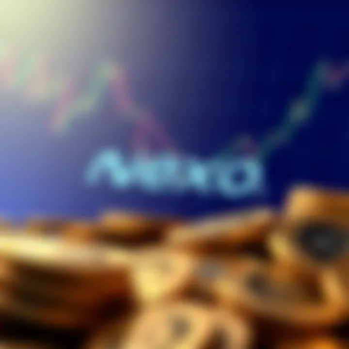 A digital illustration showing the Nexo logo with a background of coins and graphs, symbolizing crypto borrowing and investments in the USA.