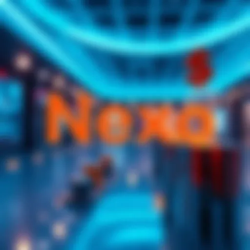 Nexo logo with digital dollar symbols and crypto icons, representing savings and loans in Argentina