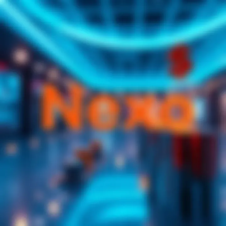 Nexo logo with digital dollar symbols and crypto icons, representing savings and loans in Argentina