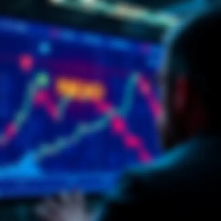 A person looking at a chart showing rising cryptocurrency prices, with Nexo token highlighted