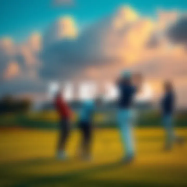 Golfers participating in the Nexo Championship at Trump International Golf Links, showcasing digital finance in sports.