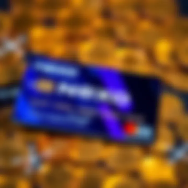 A close-up view of a Nexo debit card with a digital currency background