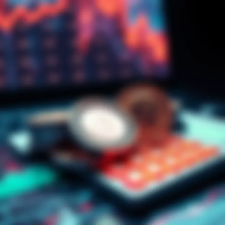 A graphic showing NEXO Tokens with a calculator, representing interest rates and net yield calculations