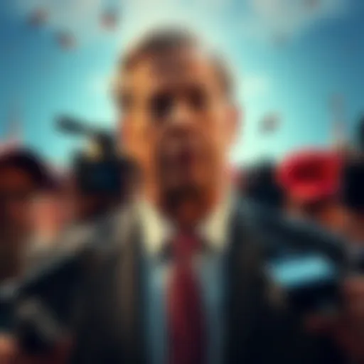 Nigel Farage announcing his resignation from his role with President Trump, surrounded by media and supporters