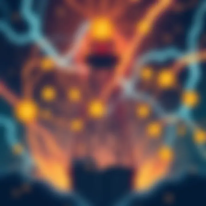 Illustration of Nikola Tesla using a Wardenclyffe tower to mine Bitcoin, surrounded by electrical energy and digital currency symbols.