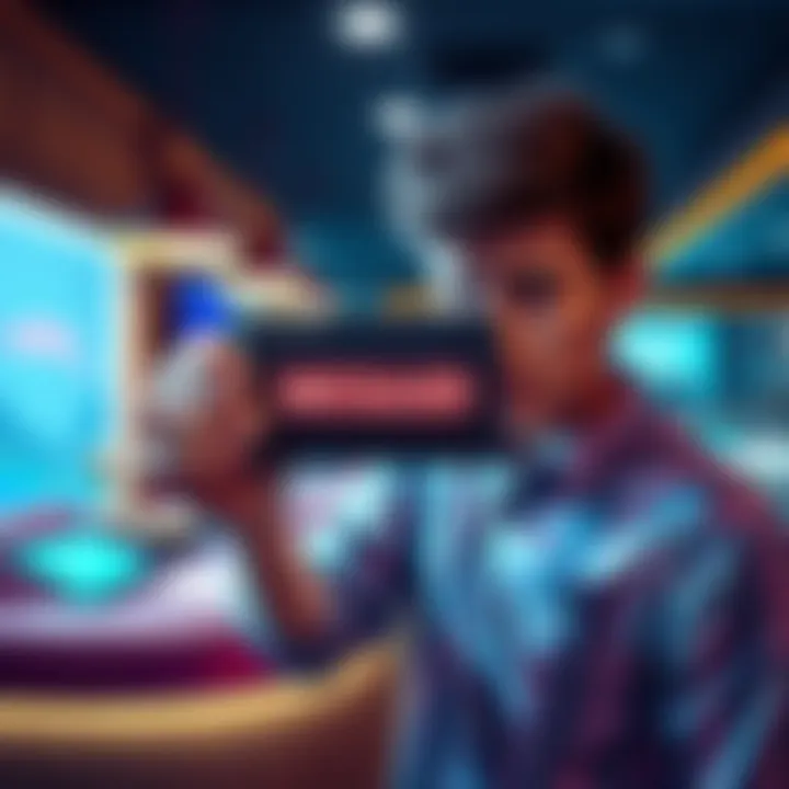 A frustrated person holding a non-KYC crypto card in front of a hotel checkout desk, showing a 'declined' message on a screen.