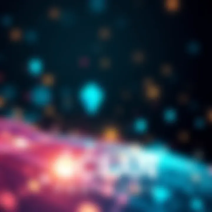 A futuristic digital representation of Ocean Protocol's technology advancements in 2025, featuring abstract shapes and data flow.