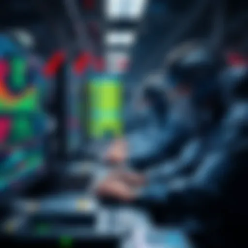 Group of OG miners focused on their computer screens, analyzing cryptocurrency data and market trends.