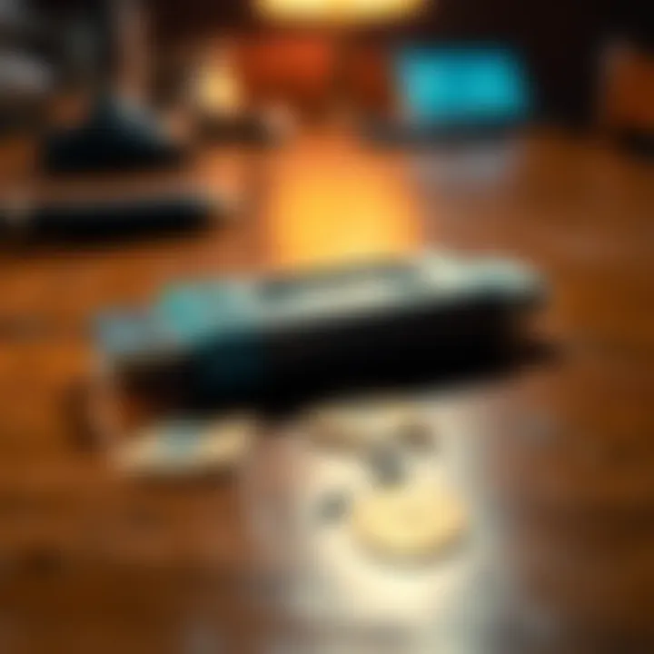 A 10-year-old USB stick lying on a wooden table, hinting at hidden cryptocurrency wealth.