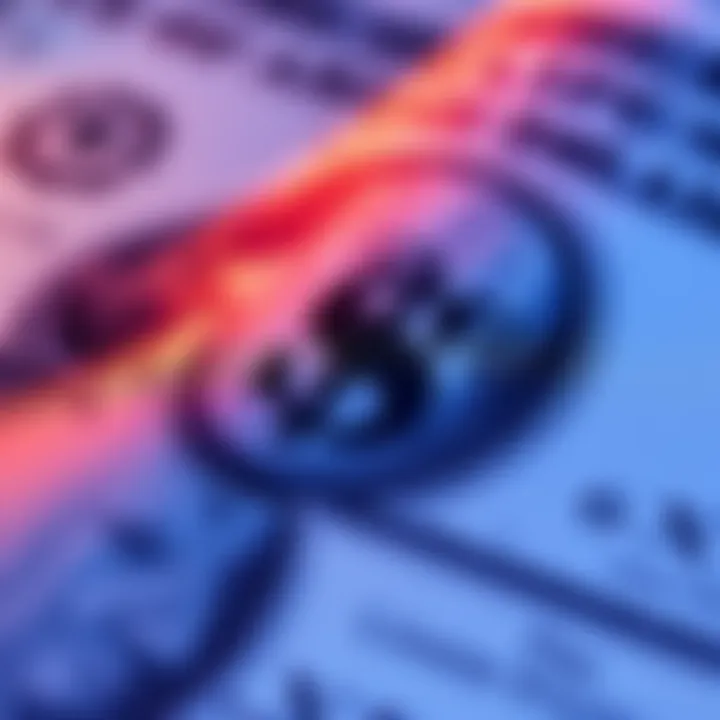 A detailed view of a one dollar bill showing its features and symbols