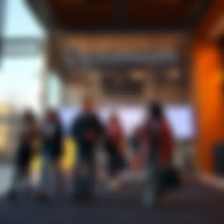 Image showing a group of employees leaving an office building, indicating layoffs at Optimism as they adjust to market changes.