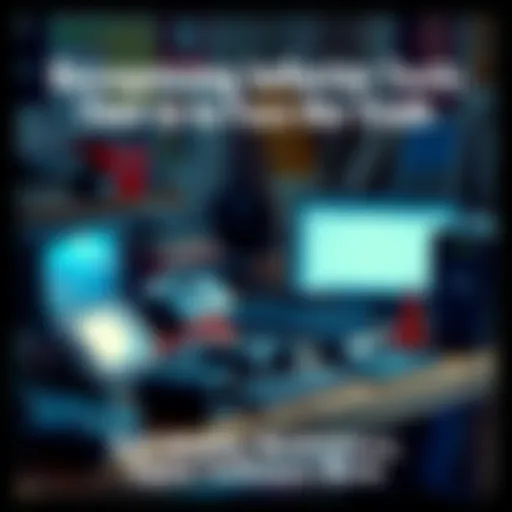 A cluttered desk with old gadgets and a frustrated person looking at them, symbolizing poor tech investments.